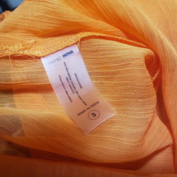 Fashion Nova women's size small Orange sunset dreams sheer top Swim coverup New - Picture 5 of 5